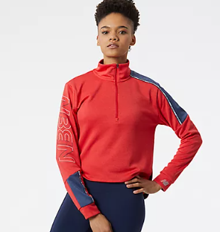 Camiseta ML de Mujer New Balance Accelerate Pacer Half Zip Rojo